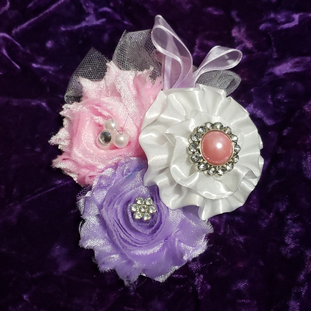Handmade Floral Pin Lavender Hair Accessory